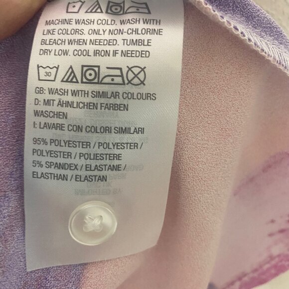 Denim & Co. Womens 1X Top Pink Abstract Print Button-Up Blouse 3/4 Sleeves - Picture 3 of 12